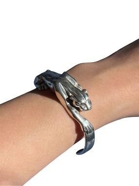 VINTAGE KABANA 925 STERLING SILVER PANTHER CUFF BRACELET
